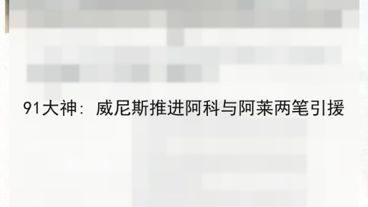 91大神: 威尼斯推进阿科与阿莱两笔引援